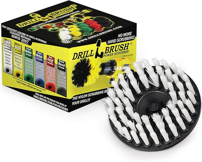 Drillbrush 5" Round Soft Bristle Scrub Brush Power Drill Attachment - Car Carpet Cleaning - Interior Detailing Tool - Tire Cleaner Drill Attachment - Automotive Seat Cleaning Brush - Wheel Polishing