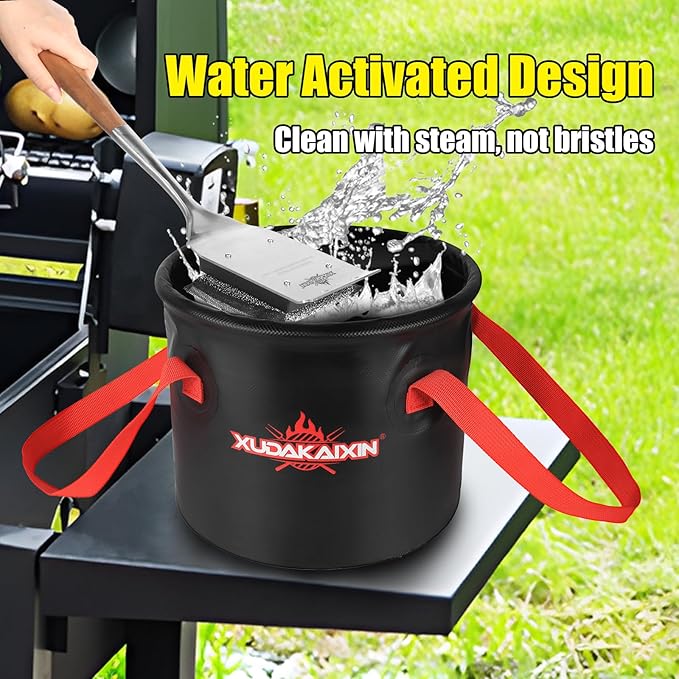 18” Steam Grill Brush Bristle Free,Safe Grill Cleaner for Outdoor Grill,Replaceable Head Grill Scraper Tool,BBQ Grill Cleaning Brush Kit,Grill Brush BBQ Accessories,Gifts for Men/Dad