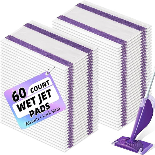 60 Count Mopping Pad for Wet Jet Mop Disposable Wetjet Pads Refills Replacement for Swiffer Wet Pads Refill Compatible with Swiffer Wet Jet Pads Thickness & Absorbent for Household Multi-Surface