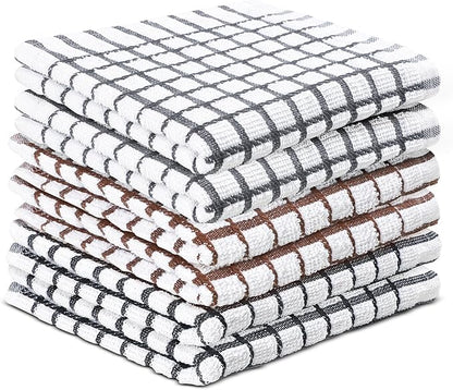 100% Cotton Dish Cloths (Pack of 6) - Dish Rags for Washing Dishes - Reusable & Highly Absorbent Kitchen Towels - Multipurpose Kitchen Rags - (12" x 12" - Multicolor Checkered)