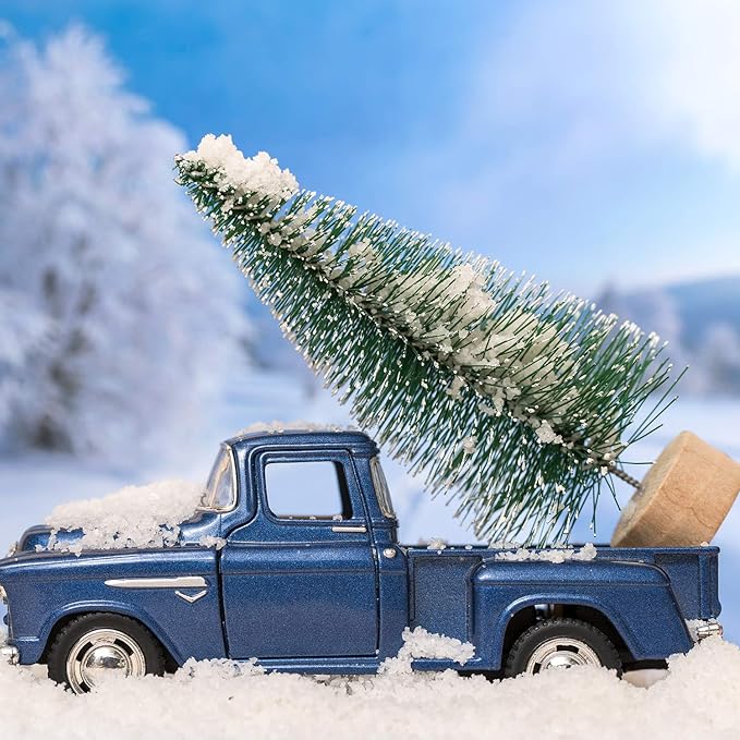 KUUQA 66Pcs Mini Christmas Trees - Bottle Brush, Sisal Snow Pine, Architecture Trees for Winter Snow Ornaments, Christmas Decorations, Diorama Models - Small Size