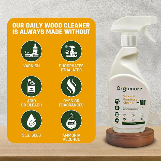 Plant based Wood Cleaner (Pack of 2) | 3-in-1 Cleans, Shines, and Protects Wooden Surfaces| Biodegradable Formula that Cleans Furniture, Tables, Kitchen Cabinets | Pet Safe, Skin Friendly
