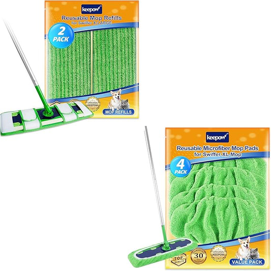 6 Pack Wet Pads Refill for Swiffer, XL Dry Sweeping Cloths, Reusable Mop Pads for Swiffer