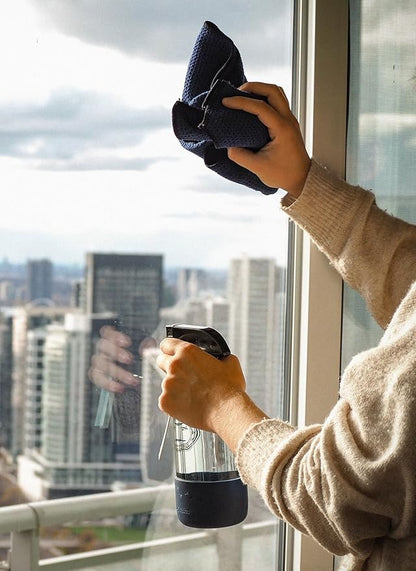 Glass & Window Cleaning Spray - 16 oz - Just-Add-Water - 2 Concentrated Cleaning Strips + 16 oz Reusable Glass Spray Bottle