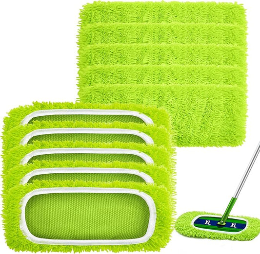 Toulite 10 Pcs Reusable Mop Refill Pads Replacement Compatible with Most XL Sweeper 17" x 5" Microfiber Mops Head Floor Cleaning Supplies (Handle is Not Included)