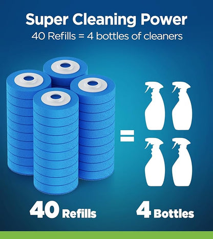 Disposable Toilet Brush Wand Refills, 40Pcs Toilet Brush Head Refills with Toilet Bowl Cleaner