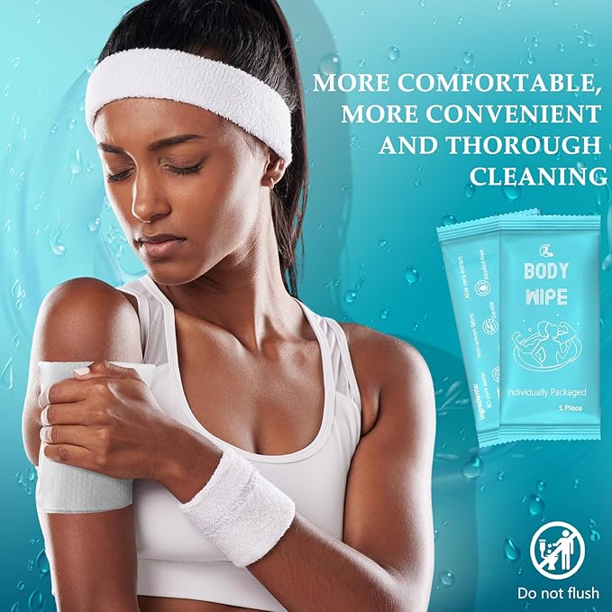 Timgle 200 Pcs Body Wipes Individually Wrapped Bath for Adults Face Hand Deodorant Body Wipes Pearl Pattern Wet Shower with Aloe Bathing Disposable Cleansing for Travel Gym Travel