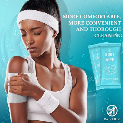 Timgle 200 Pcs Body Wipes Individually Wrapped Bath for Adults Face Hand Deodorant Body Wipes Pearl Pattern Wet Shower with Aloe Bathing Disposable Cleansing for Travel Gym Travel