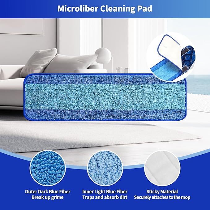 30 Pack Microfiber Cleaning Pads for Bona Family of Mops,Washable & Reusable Mop Pads Refill Replacement Safe for Hardwood and Multi-Surfac Floors Have Super-Absorbent