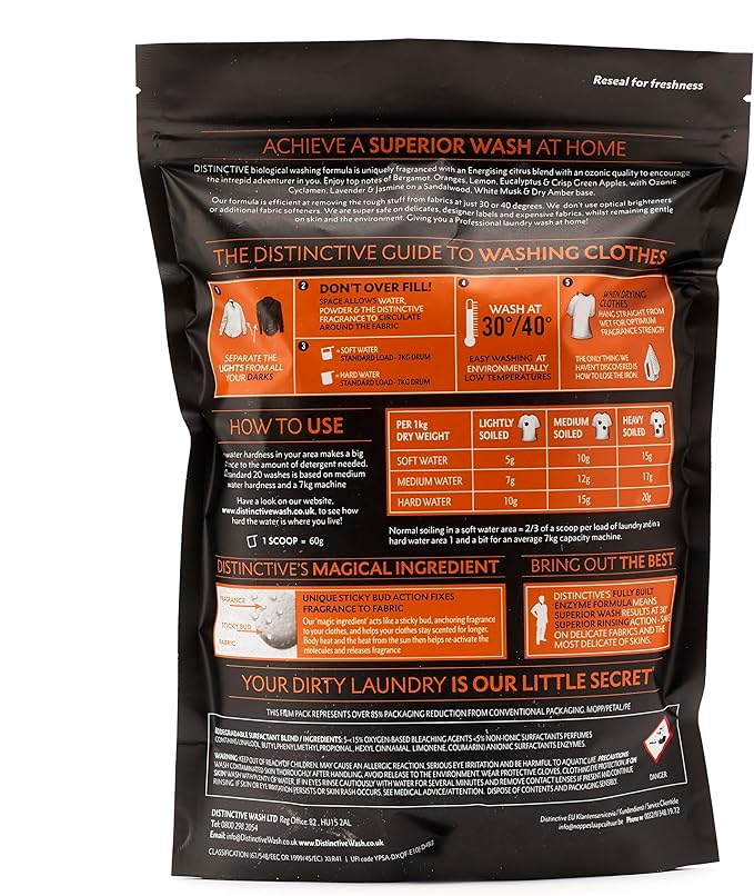 Distinctive/Powder Laundry Detergent/Bio Washing Powder/Masculine Energising Fragrance/Eco Laundry Detergent (Pack of 1)