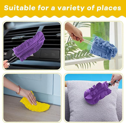 Zubebe 12 Pcs Heavy Duty Duster Refill Reusable Fleece Duster Refills Multi Surface Washable Cleaning Pads for Home, Blinds, Fans, Corners, Furniture (Purple,Light Blue,Yellow)