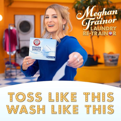 ARM & HAMMER Power Sheets Laundry Detergent, Fragrance Free, Dermatologist Tested Concentrated Laundry Detergent Sheets, 50 Count, up to 100 Small Loads