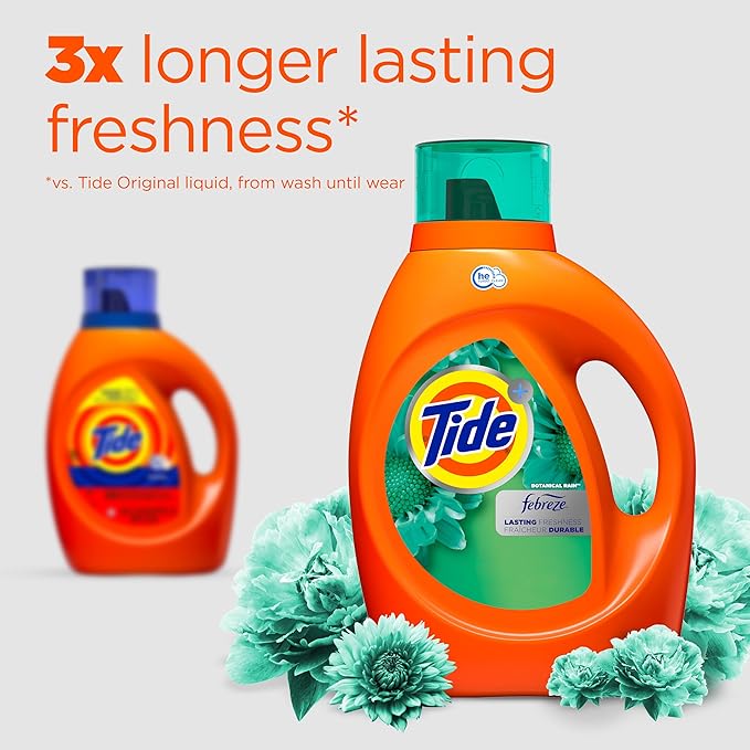 Tide Plus Febreze Freshness HE Turbo Clean Liquid Laundry Detergent, Botanical Rain Scent, 84 fl oz, 59 loads (Pack of 3)