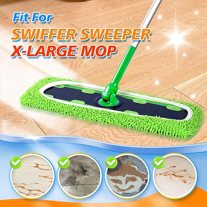 30 Count Disposable XL Dry Sweeping Cloths + 2 Pack Reusable Microfiber Mop Pads for Swiffer Sweeper XL Mop (Mop is not Included)