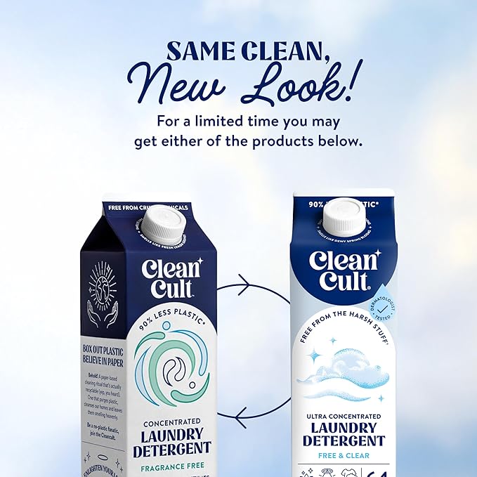 Ultra Concentrated Liquid Laundry Detergent Soap, 64 loads (32 oz), 90% Less Plastic, No Harsh Chemicals, Free & Clear, Defeats Stains & Odors, Eco-friendly, HE/Standard Compatible