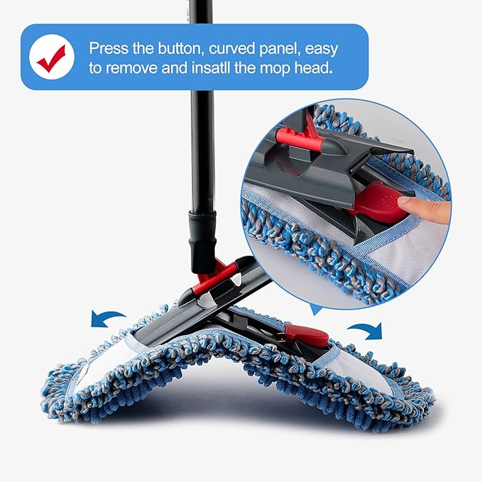 Microfiber Floor Hardwood Mop with 4 Washable Pads,Professional Dust Wet Mop,Flat Mop for Floor Cleaning Laminate Tile Marble Vinyl Kitchen Home