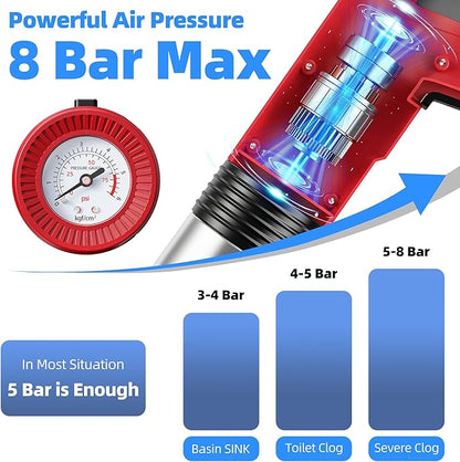 FREESEA Electric Toilet Plunger Blaster: High Pressure Toilet Plungers for Bathroom Heavy Duty Declogger Toilet Snake Drain Clog Remover Air Unclogger Tool Unclogging for Sink Floor Kitchen Clogged