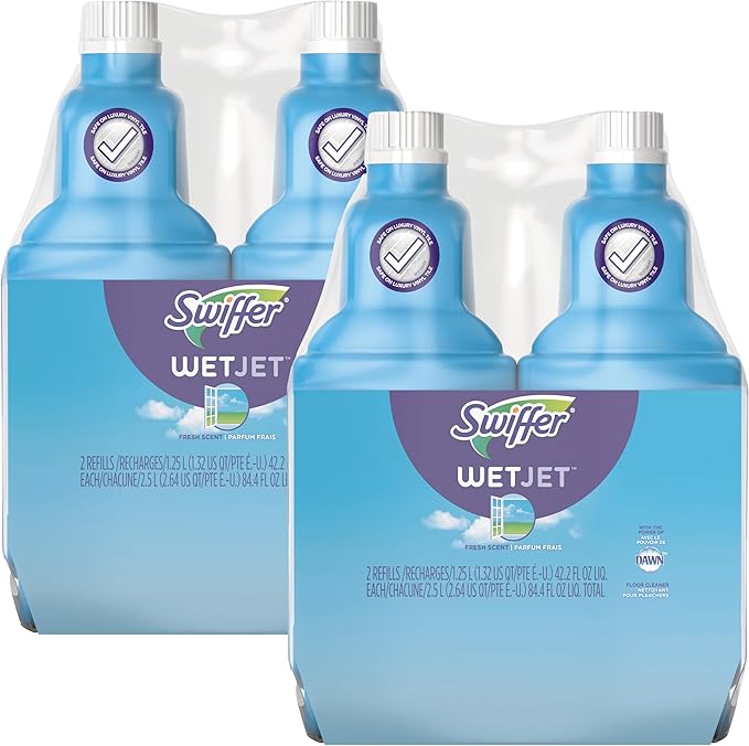 Swiffer WetJet Cleaning Solution Refill 42 Oz - Open Window Fresh Scent - 4 Pack