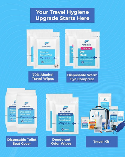 Travel Wet Wipes for Hands & Surfaces – TSA-Approved, Compact & Unscented Travel Pack – 70% Alcohol Wipes Individually Wrapped, 20 Count (Pack of 1)