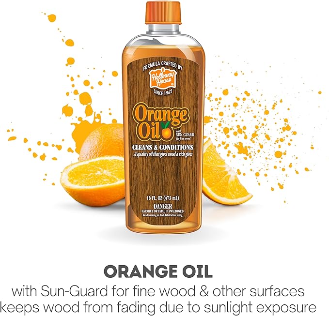 Orange Oil Cleaner 16oz, 6Pk w/Sun-Guard for Fine Wood | Cleans & Conditions | Removes Soap Scum from Shower Doors, Stainless, Tile & Sinks | Natural Oil That Gives Wood a Rich Glow