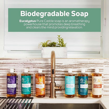 Dr. Jacobs Naturals Eucalyptus Castile All-In-One Cleaner and Soap, Effective Plant-Based Formula for House Cleaning. Eco-friendly for Home Essentials and the Planet (32 Fl Oz, 2 Pack)