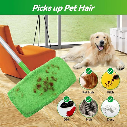 12PCS Reusable Microfiber Mop Pads Washable Wet Pads Compatible with Swiffer Sweeper Refills Pads Dry Sweeping Cloths Mop Head Replacement for Household Cleaning
