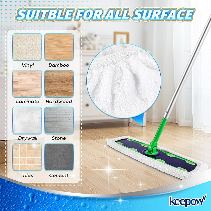 4 Pack Microfiber Mop Pads for Swiffer XL Mops Reusable Wet and Dry Mopping Cloths Compatible with Swiffer Sweeper XL,Washable XL Mop Refill Replacement for All Hardwood Dry & Wet Cleaning