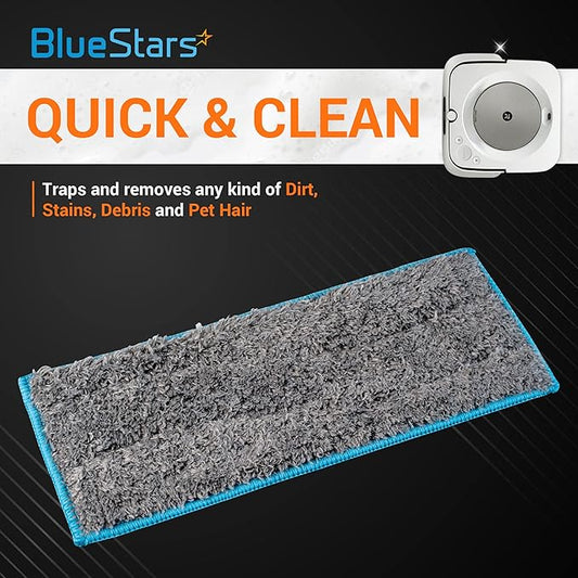 BlueStars 10 Packs Washable and Reusable m6 Wet Mopping Pads - Compatible with Braava Jet M Series Braava Jet m6 (6110) (6012) (6112) (6113) Ultimate Robot Mop