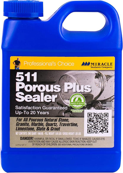 Miracle Sealants Plus QT 511 Porous Plus Sealer 32 oz Quart & TSC632OZR Tile & Stone Cleaner Spray, 32 oz