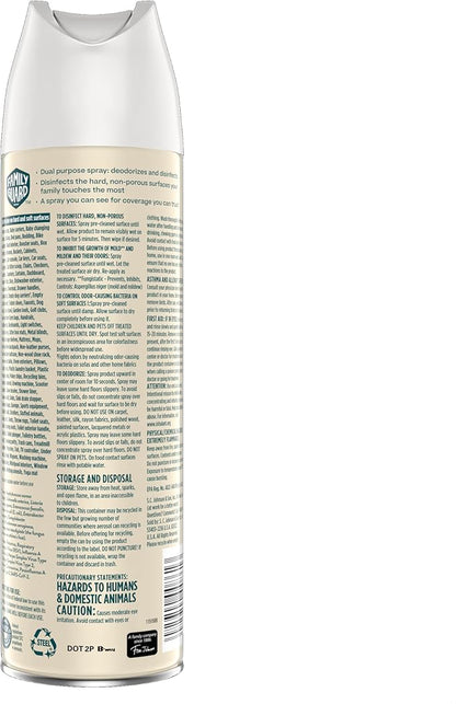 FAMILYGUARD Brand Disinfectant Spray Aerosol, Antibacterial & Sanitizing Spray, Use on 100+ surfaces including where kids & pets play, Fresh Scent, 17.5 oz (Pack of 2)
