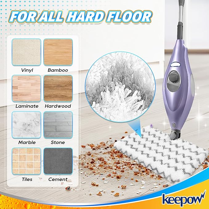 KEEPOW 5 Pack S3501 S3601 Steam Mop Replacement Pads Compatible with Shark S3500 Series S3501 S3601 S3550 S3901 SE450 S3801CO S3601D S2901 Steam and Scrub Pocket Mop Steamer Pads Washable