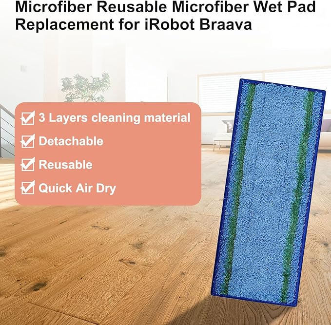 MZY LLC 7 Pack M6 Wet Mopping Pads for iRobot Braava Jet M6 (6110) (6012) (6112) (6113) Ultimate Robot Mop, Reusable & Washable Microfiber Wet Pads for iRobot Braava Mop Pad
