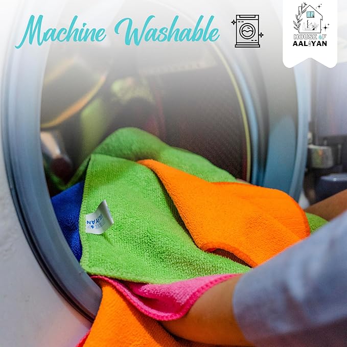 Microfiber Cleaning Cloth - Pack of 12 (12.5"x12.5") Multi Color, Non-Abrasive, Ultra-Absorbent, Lint-Free Towels for Cars, Reusable Cleaning Rags