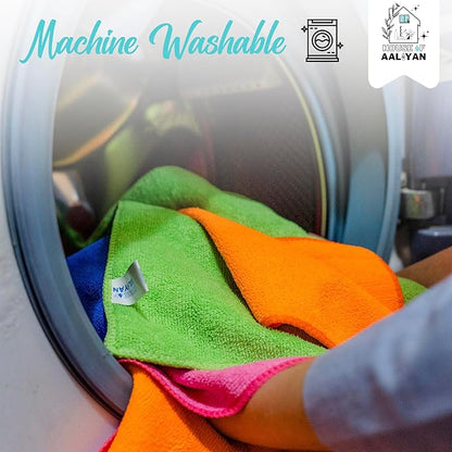 Microfiber Cleaning Cloth - Pack of 12 (12.5"x12.5") Multi Color, Non-Abrasive, Ultra-Absorbent, Lint-Free Towels for Cars, Reusable Cleaning Rags