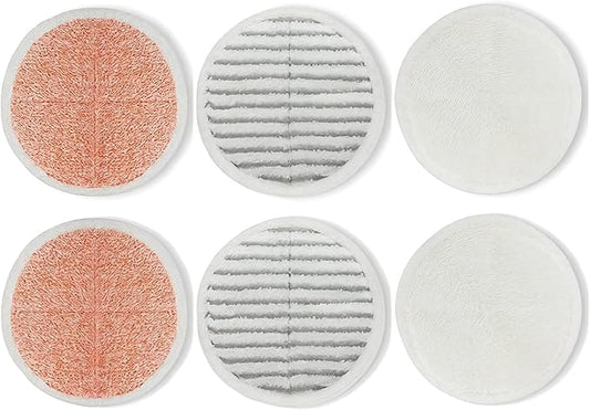 Replacement Pads for Bissell Spinwave Mop: 6 Pads for Bissell Spinwave/Spin Wave/Crosswave,Expert/Pet/Cordless Hard Floor,2124 20393 2039a 20399 2039w 23159 23157 Spin Mop Cleaner Scrub/Scrubber Pads