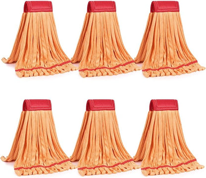 Matthew Cleaning Microfiber Tube Mop(Large,Orange,6Pack) Heavy Duty Mop Head Replacement,Excellent Absorbency,Premium launderability,Reusable,Loop end for Home,Commercial and Industrial Use