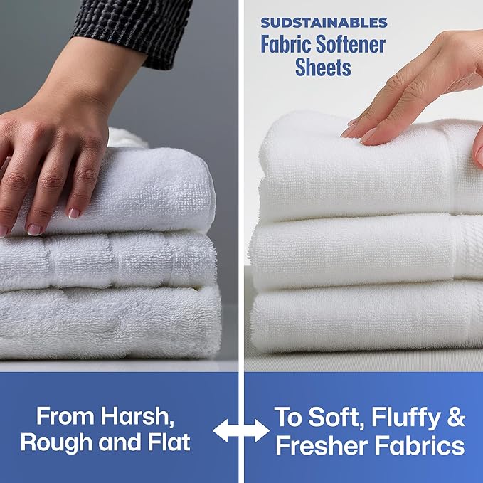Fabric Softener Sheets for Washer – Eco-Friendly Laundry Softener Sheets for Washing Machines, Scented (200 loads)
