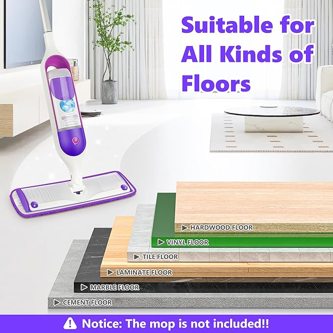 Reusable Mop Pads Compatible with Swiffer PowerMop, Microfiber Mop Pads Refills Mop Heads Replacement for Swiffer Mop Spray Mop Floor Mop, Washable Reusable Floor Mopping Refills, 5 Pack
