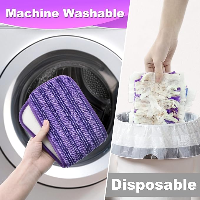Mop Pads Compatible with Power Mop, 11 Count Refill Pads for Powermop Contains 9 Disposable Mop Pads Refills Suit for Power Mop and 2 Reusable Mop Pads for Power Mop