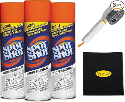 NYCPI & GA Towel and Brush along with Carpet Stain Remover Kit with Bottles | Complete Cleaning Set for Tough Stains, Odors, and Messes | Perfect for Old & New Stains (5.33 Fl Oz (Pack of 3))
