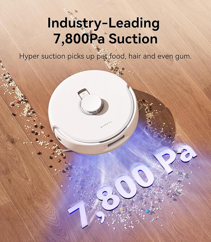 NARWAL Freo X Plus Robot Vacuum and Mop, 7-Week Dust Storage, 7800Pa Suction, Zero Tangles, Tri-Laser Obstacle Avoidance, LiDAR Navigation, Self Vacuum Cleaner for Pet Hair, Hard Floor, Carpet