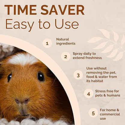 No Scent Small Animal Guinea Pig Cage Cleaner | Hamster & Rabbit Habitat Pet Odor Spray (8 Fl Oz / 237 mL)