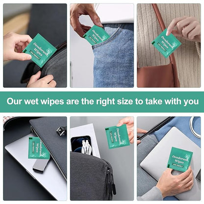 200 Pcs Deodorant Wipes Bulk, Individually Wrapped Antiperspirant Wipe, Mini Personal Cleansing Wipes for Travel, Sweat Body Wipe for Women Men Sports Cleanse Skin Excessive Sweating (Jasmine)