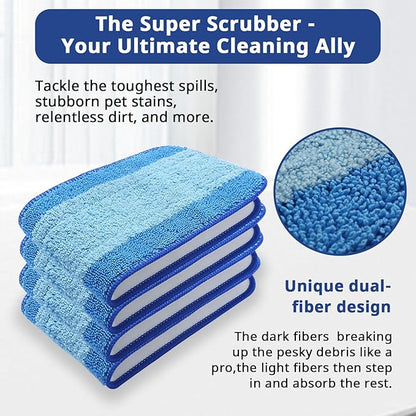 6 Pack Mop Pads Replacement Compatible with Bona Mop Washable Reusable Microfiber Cleaning Pad Hardwood Floor Cleaner Multi-Surface Cleaner Refill 3 Deep Cleaning Pad++3 Microfiber Dusting Pad System