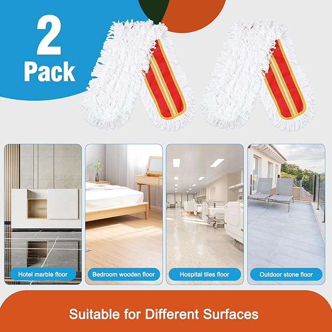 Microfiber Mop Pads 2 Pieces Just Fit CLEANHOME 36" Industrial Dust Mop: B08R3F1ZZM,Red
