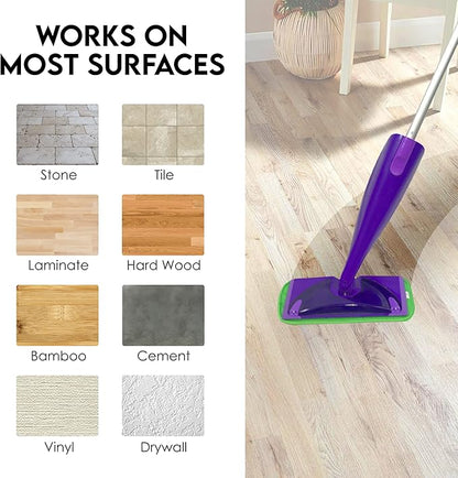 Reusable Floor Mop Pads - Swiffer Wet Jet Compatible Refills 2 Pack - Machine Washable, 12-inch Microfiber Mop Swiffer Wet Pads - Eco-Friendly Household Cleaning Supplies