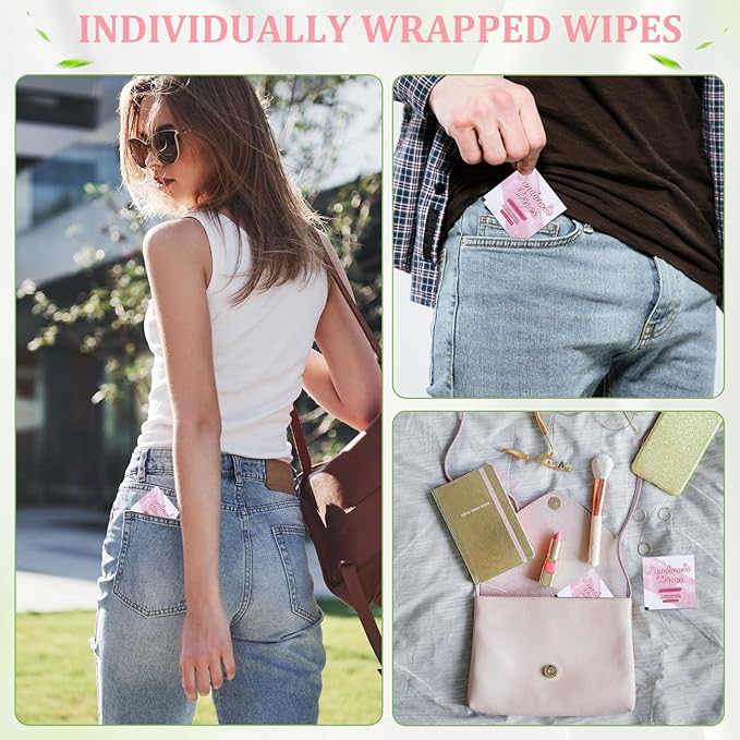 200Pcs Travel Deodorant Wipes, Travel Size Mini Deodorant Wipes Bulk for Homeless Individually Wrapped, Body Cleaning Supplies for Women Wet Armpit for Body Cleaning Rose