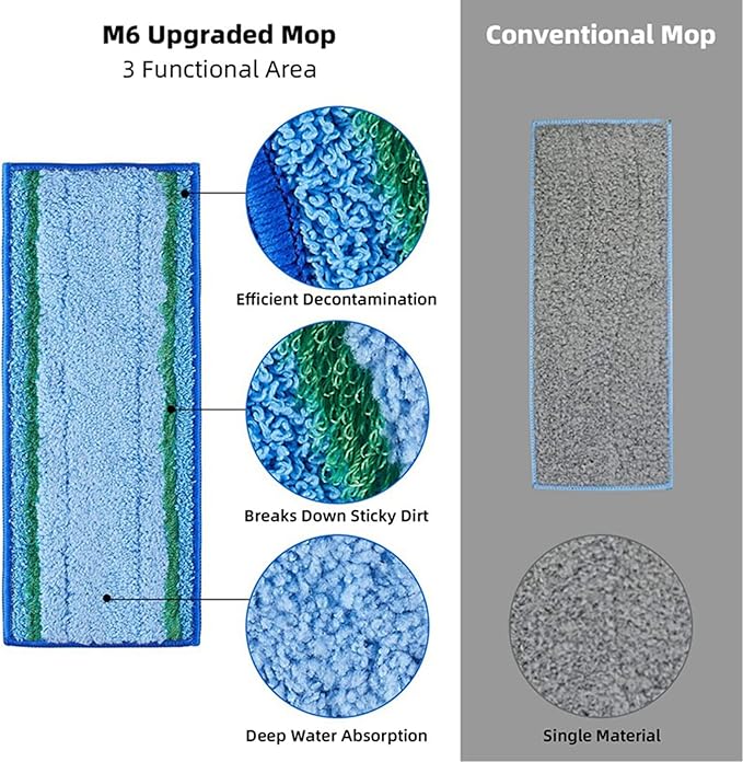 Washable and Reusable Dry Wet Mopping Pads Replacement Parts Compatible for iRobot Braava Jet m6 (6110) (6012) (6112) (6113) Ultimate Robot Mop Pads Accessories (4 Blue Wet Pad)