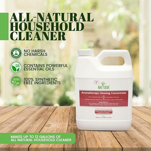 Naeterra Aromatherapy Cleaning Concentrate – 32 oz Natural Multi-Surface Cleaner – Essential Oil Powered, Non-Toxic, Biodegradable – Makes 12 Gallons – Safe for Families & Pets