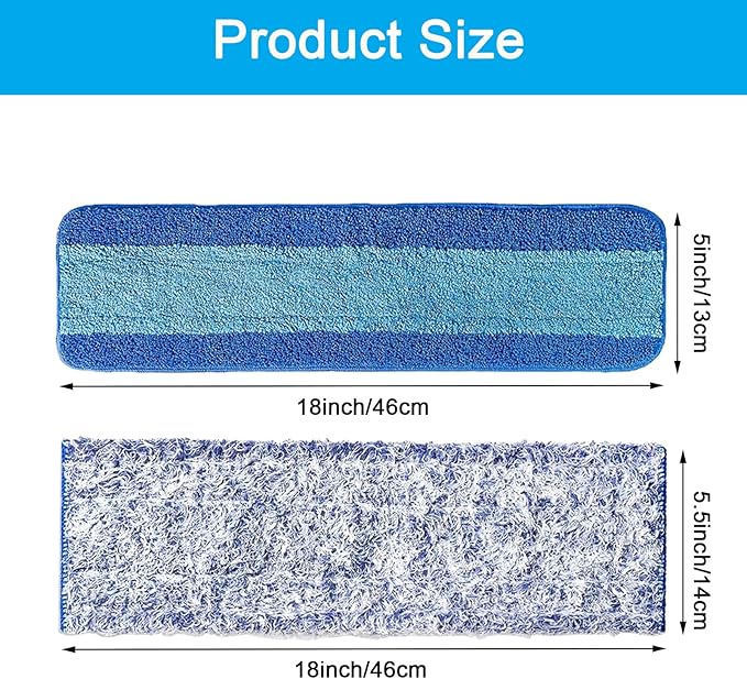MZY LLC 6 Pcs Microfiber Cleaning Pad for Bona, Washable Reusable Pads for Bona Hardwood Floor Cleaner, 18 Inch Mop Pad for Bona Mop(4 Microfiber Cleaning Pads + 2 Dusting Pads)